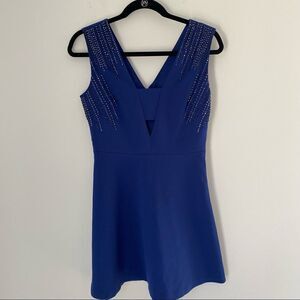 Dynamite V Neck Sleeveless Fit and Flare Mini Sleeveless Dress
